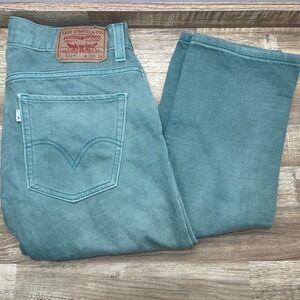 Levis 511 Slim Fit Jeans Mens 32x34 Teal Green Garment Dye Cotton Denim 35" EUC